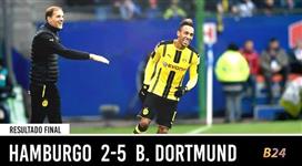 بالفيديو - بـ«سوبر هاتريك» .. المتألق "أوباميانغ" يقود دورتموند لسحق مضيفه هامبورغ !